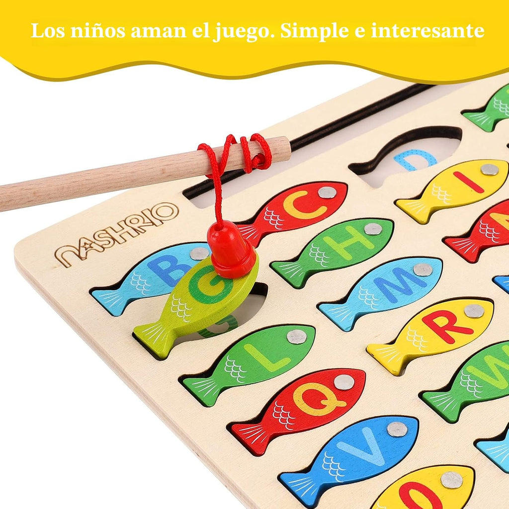 Juguete Magnético de Pesca de Madera para Niños Pequeños, Juegos de...