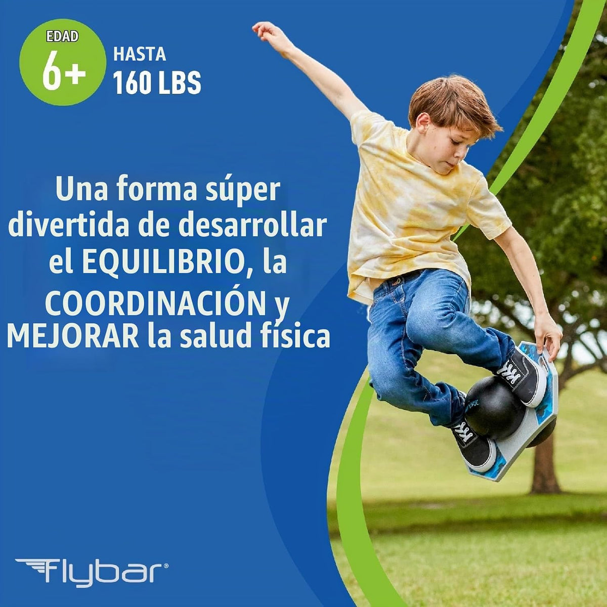 Flybar Pogo - Pelota de truco para niños, tabla de rebote de equili...