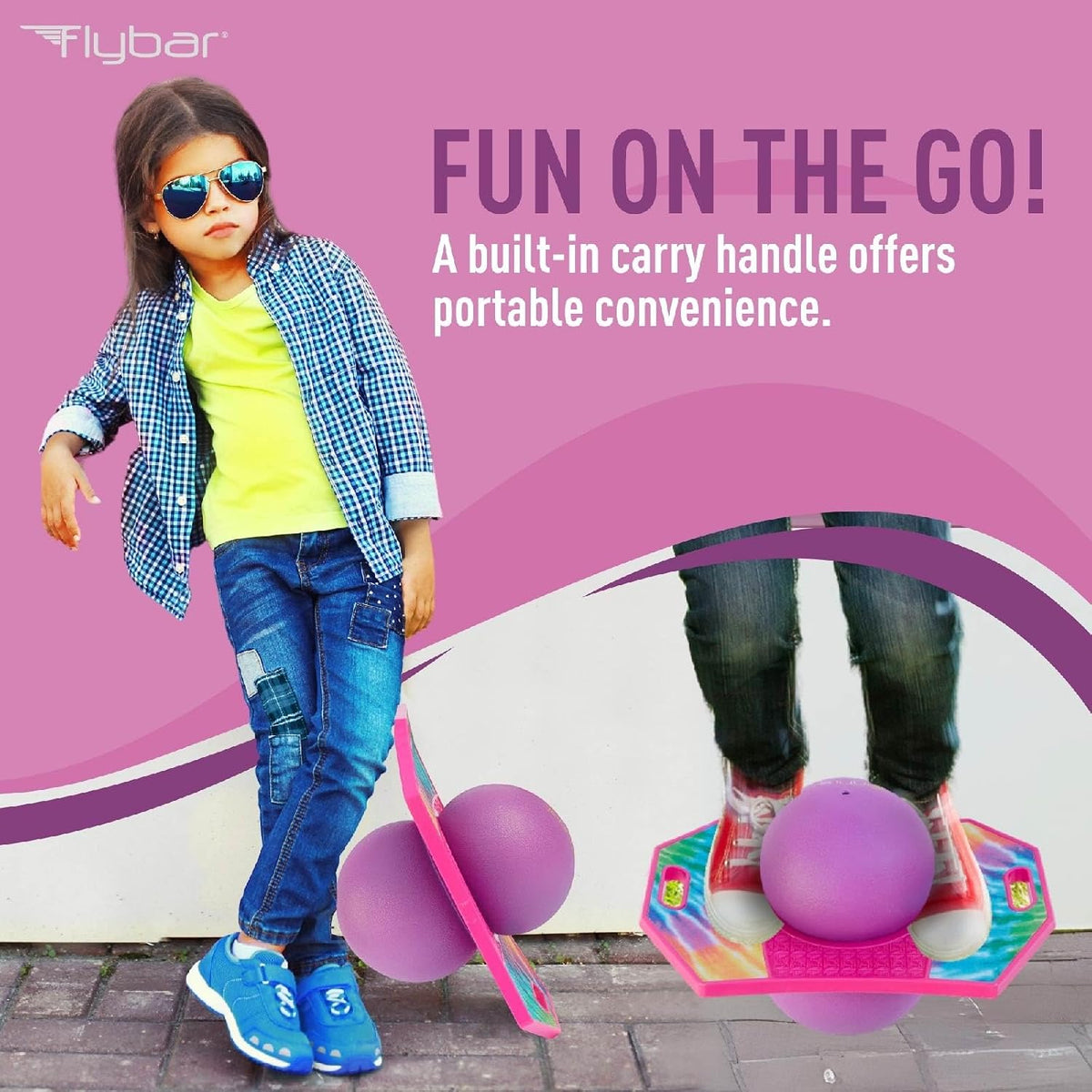 Flybar Pogo - Pelota de truco para niños, tabla de rebote de equili...