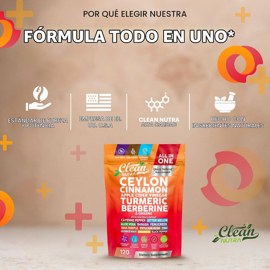 Cápsulas de canela de Ceilán + vinagre de sidra de manzana, cúrcuma...