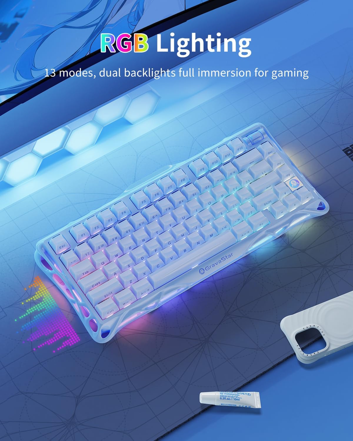 GravaStar Teclado mecánico inalámbrico para juegos Mercury K1 75% c...