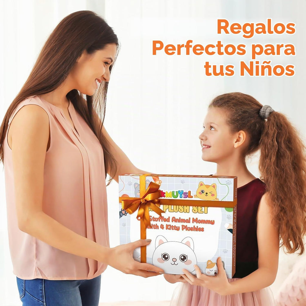 KMUYSL Mamá Peluches con 4 Bebés, Peluche para Niños, Gato | Peluch...