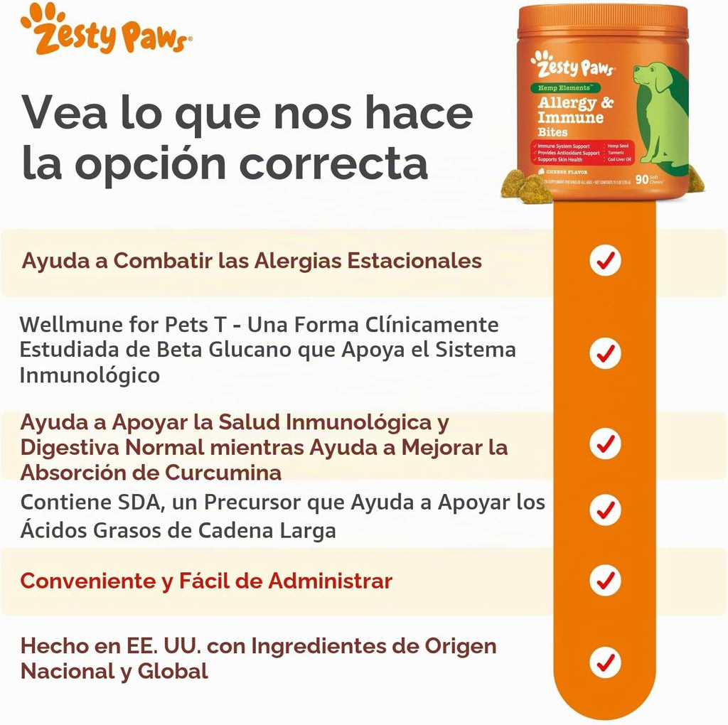 Zesty Paws Alivia la alergia de los perros - Suplemento antipicazón...