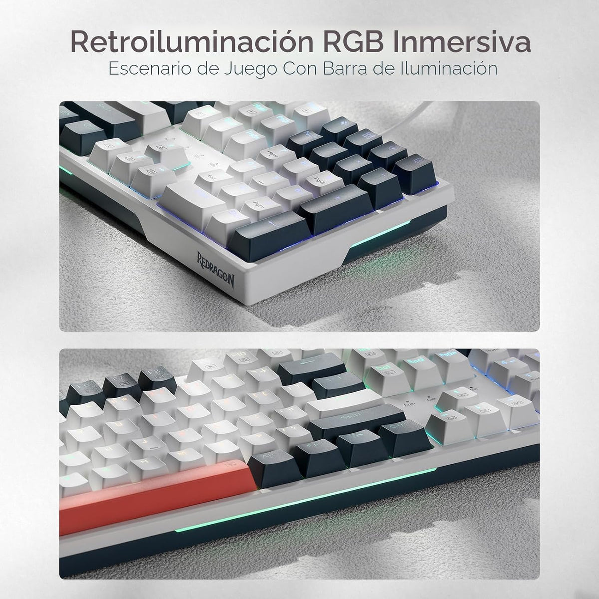 Redragon K668 Teclado para juegos RGB con cable intercambiable en c...