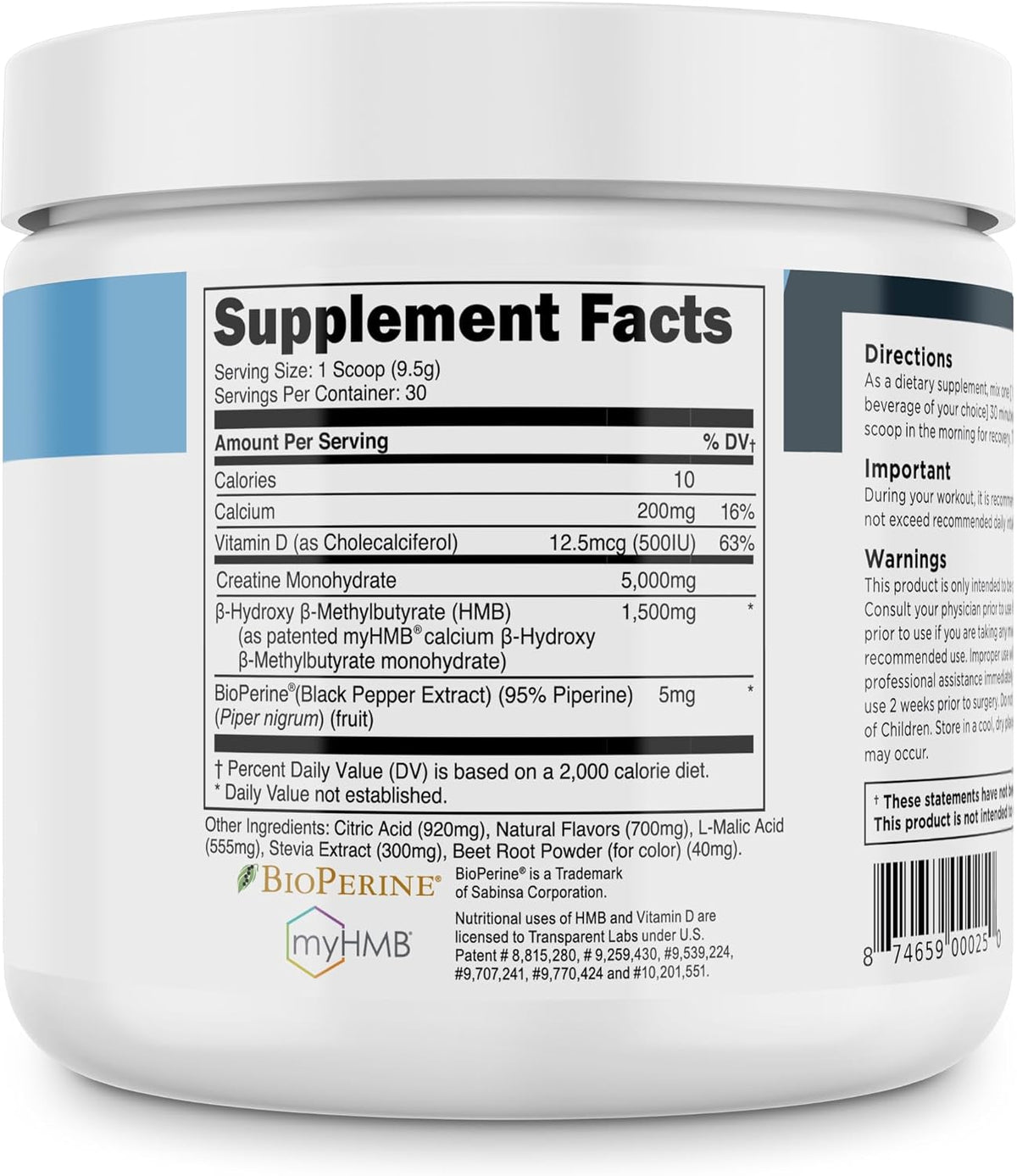 Transparent Labs Creatine HMB - Monohidrato de creatina en polvo co...