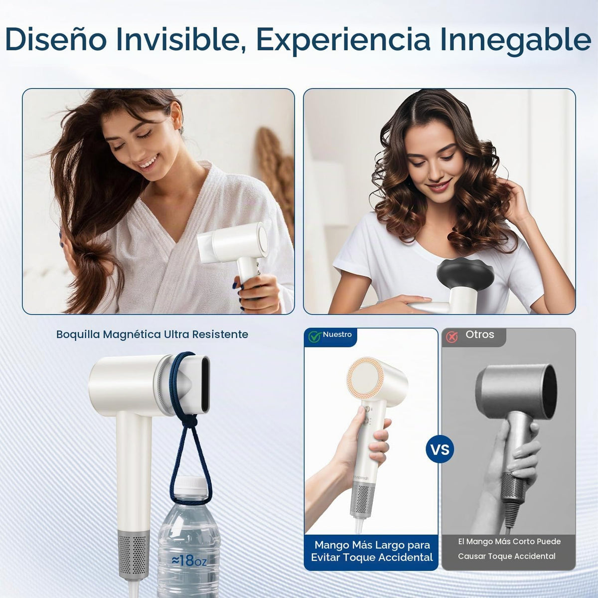 Secador de pelo con difusor, 180,000 RPM de alta velocidad con difu...
