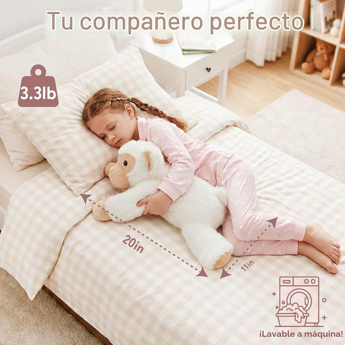 Niuniu Daddy - Peluche con peso de mono blanco de 20 pulgadas, almo...