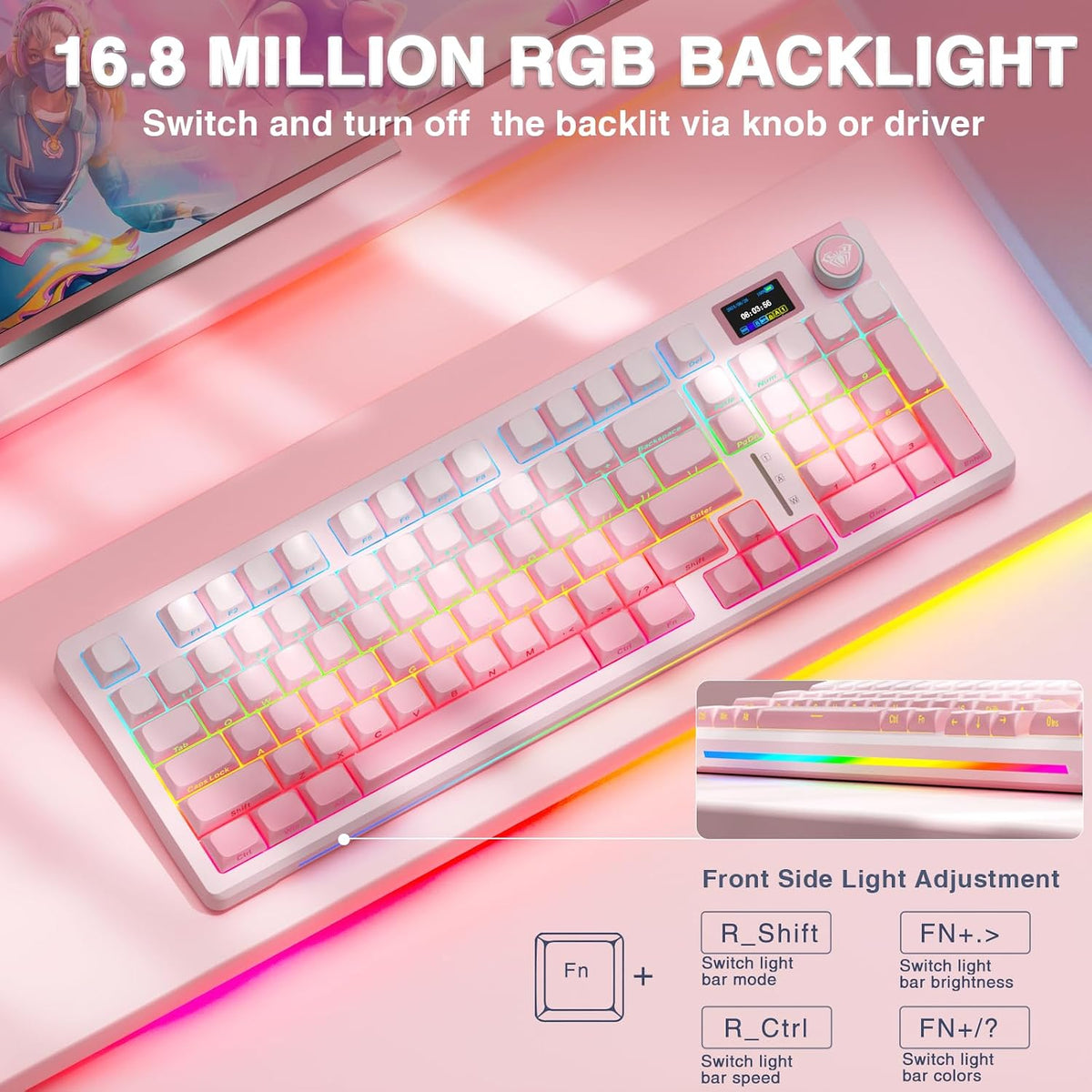 AULA S98 Pro Teclado mecánico inalámbrico para juegos con pantalla,...