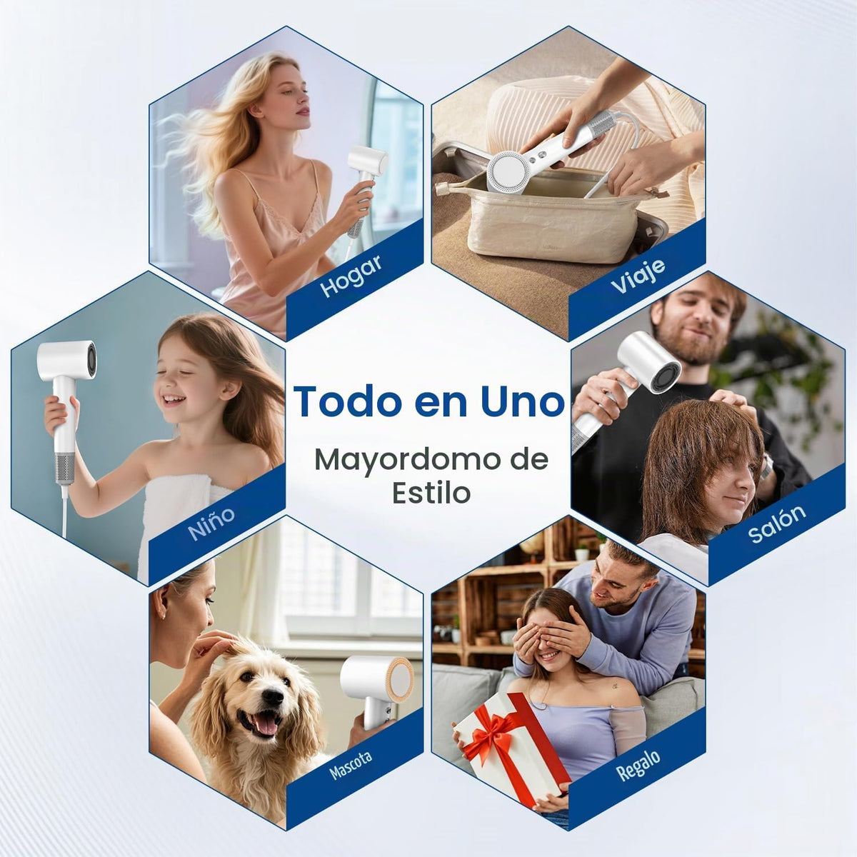 Secador de pelo con difusor, 180,000 RPM de alta velocidad con difu...
