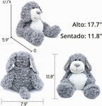WEIGEDU Juguete de peluche de perro cachorro gris sonriente, 17,7 p...