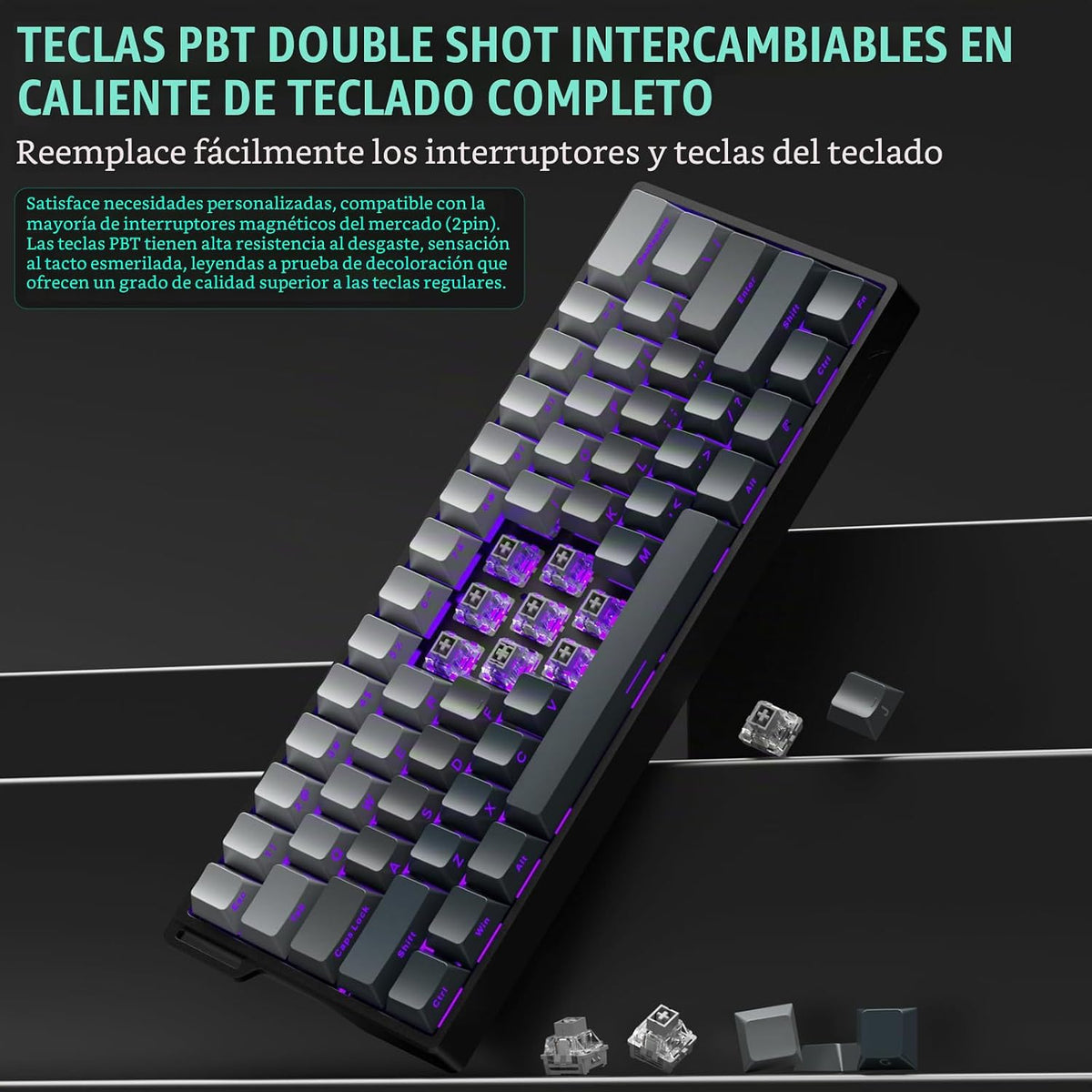 Aula WIN60 HE - 60% Teclado mecánico para juegos con cable, interru...