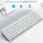 HUO JI E-Yooso Creamy Teclado mecánico con cable, retroiluminación...