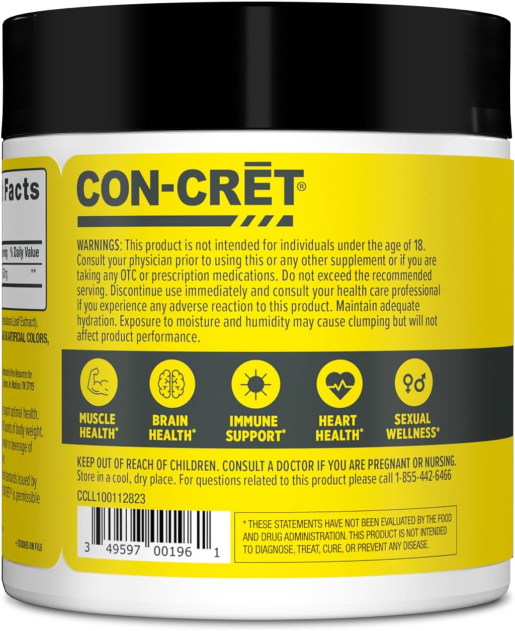 CON-CRET Creatina HCl en polvo | Apoyo de energía muscular, cogniti...