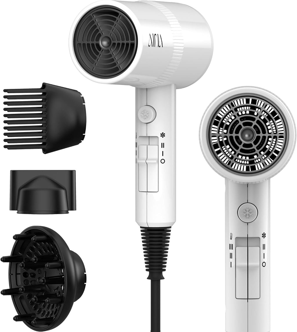 AINA Secador de pelo con difusor, peine secador completo 110V (blan...