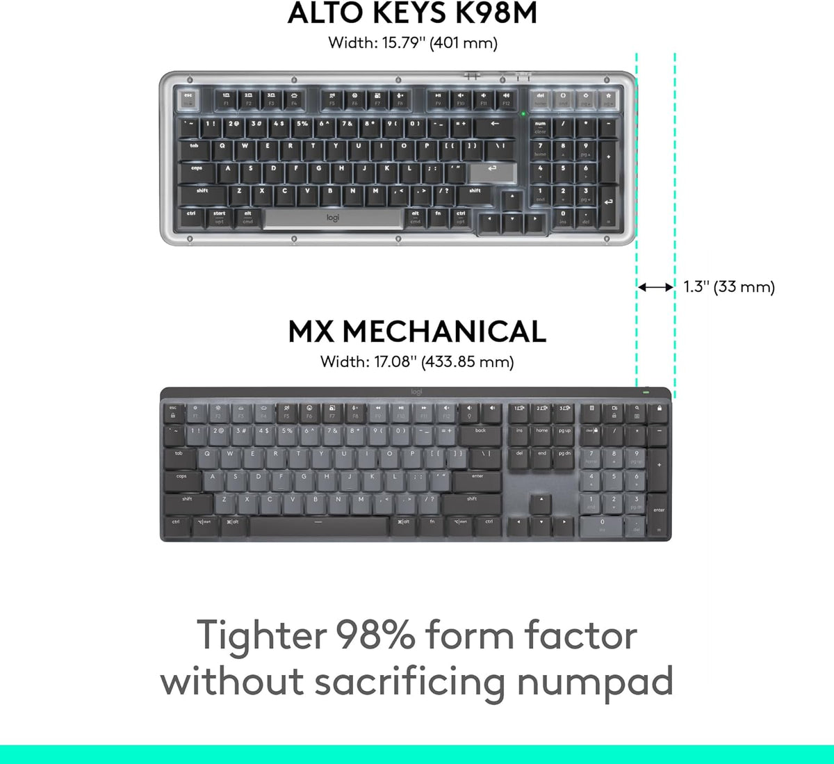 Teclado inalámbrico con junta mecánica Logitech Alto Keys K98M - Bl...