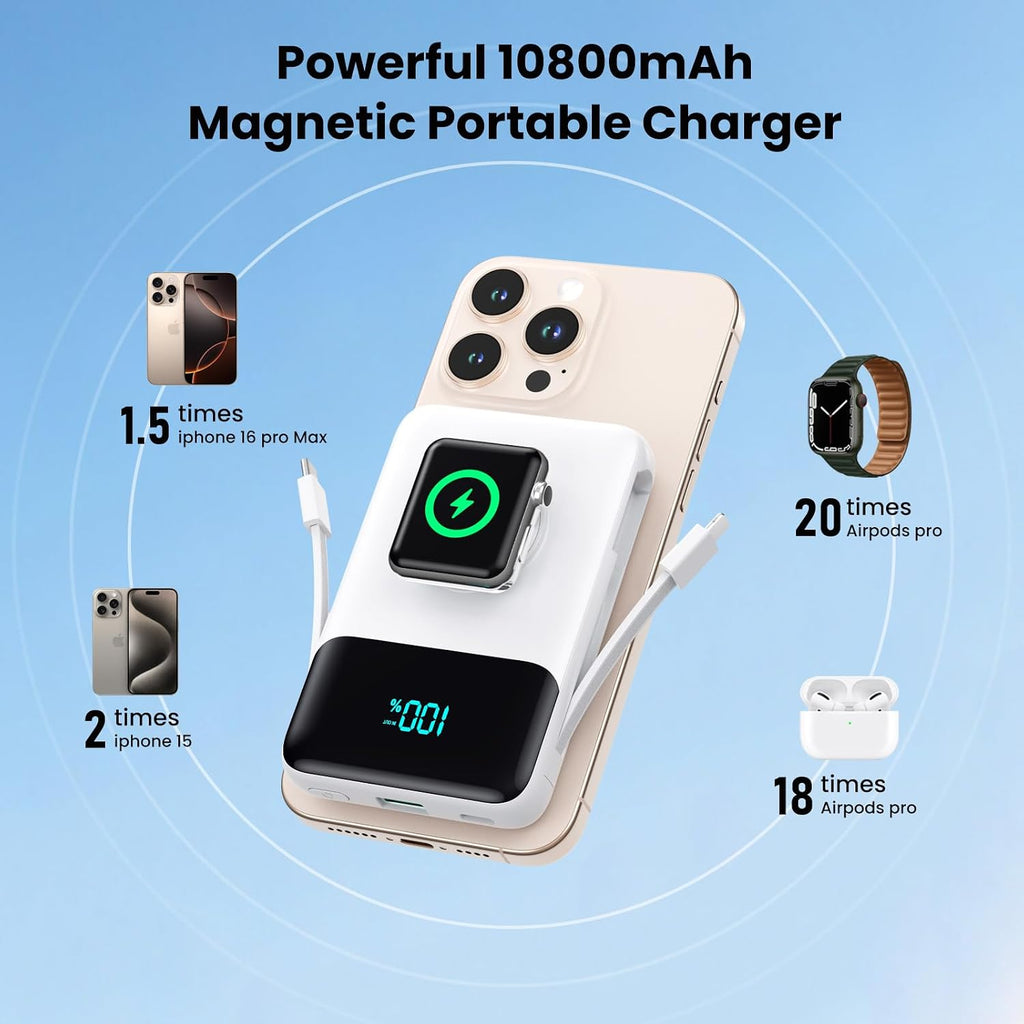 Cargador portátil magnético para el iPhone, 10800mAh Power Bank Cab...