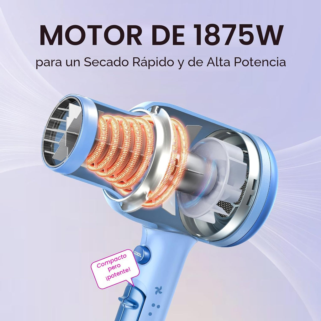 Secador de pelo iónico Wavytalk Blown Away con difusor para cabello...