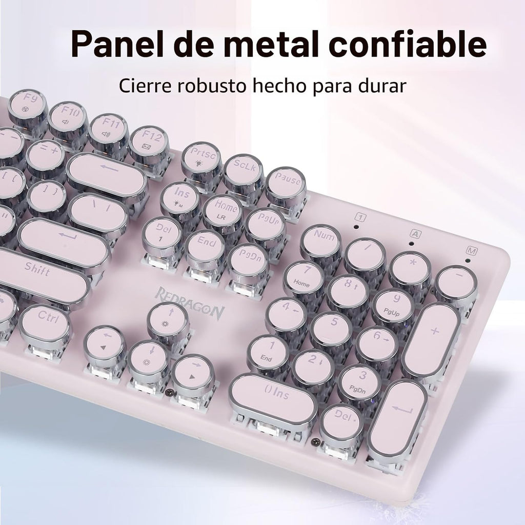 Redragon K710 Teclado mecánico inalámbrico para juegos, color rosa...