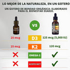 (Paquete de 4) Gotas Orgánicas de Vitamina D3 K2 con Aceite MCT Ome...
