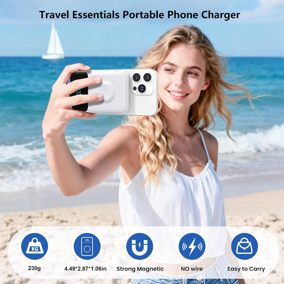 Cargador portátil magnético para el iPhone, 10800mAh Power Bank Cab...