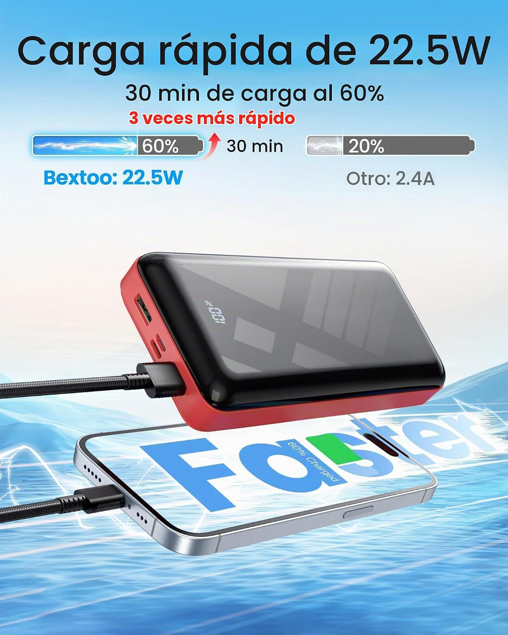 Batería de carga rápida portátil del banco 50000mAh 22.5W del poder...