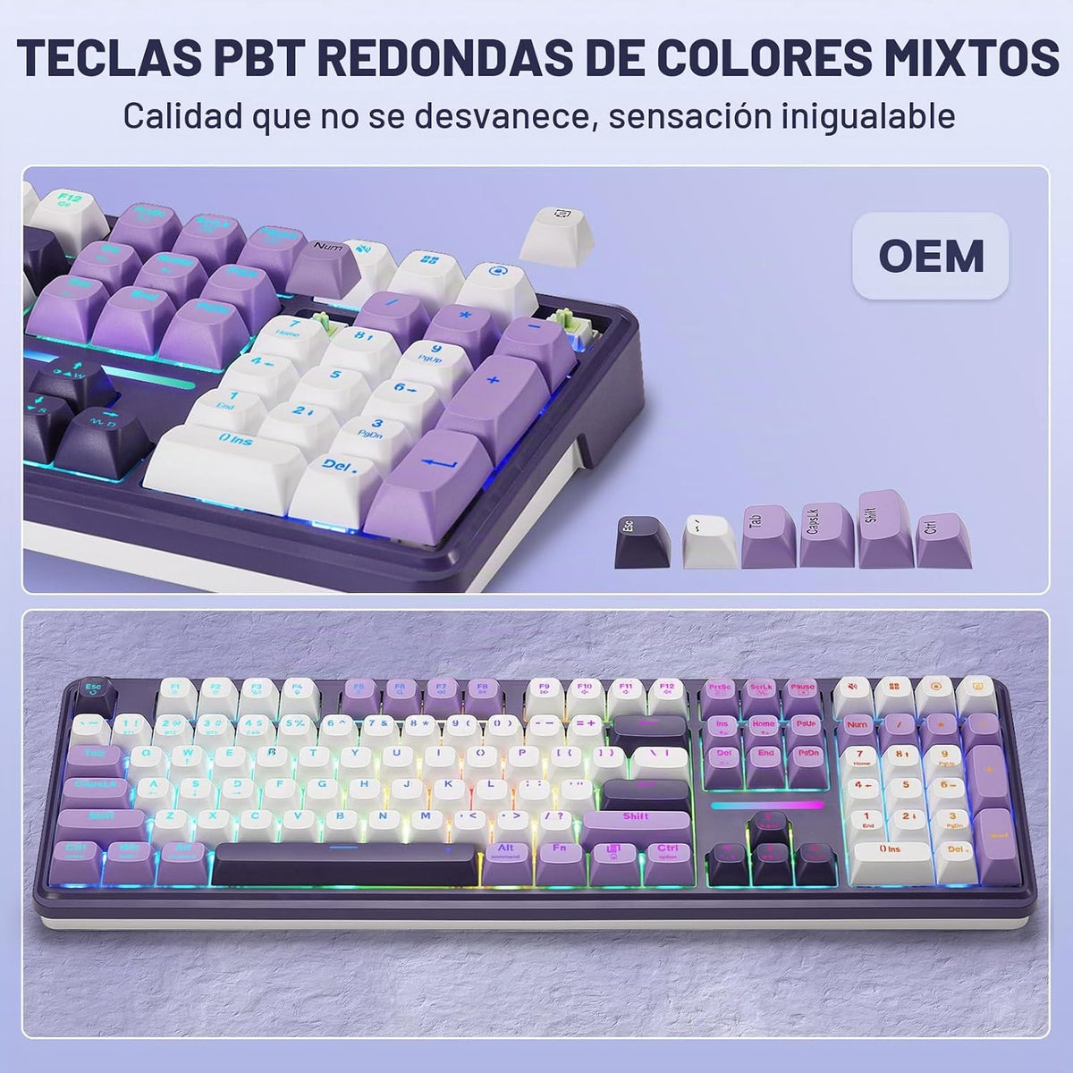 Redragon K745 PRO Teclado inalámbrico de 108 teclas RGB para juegos...