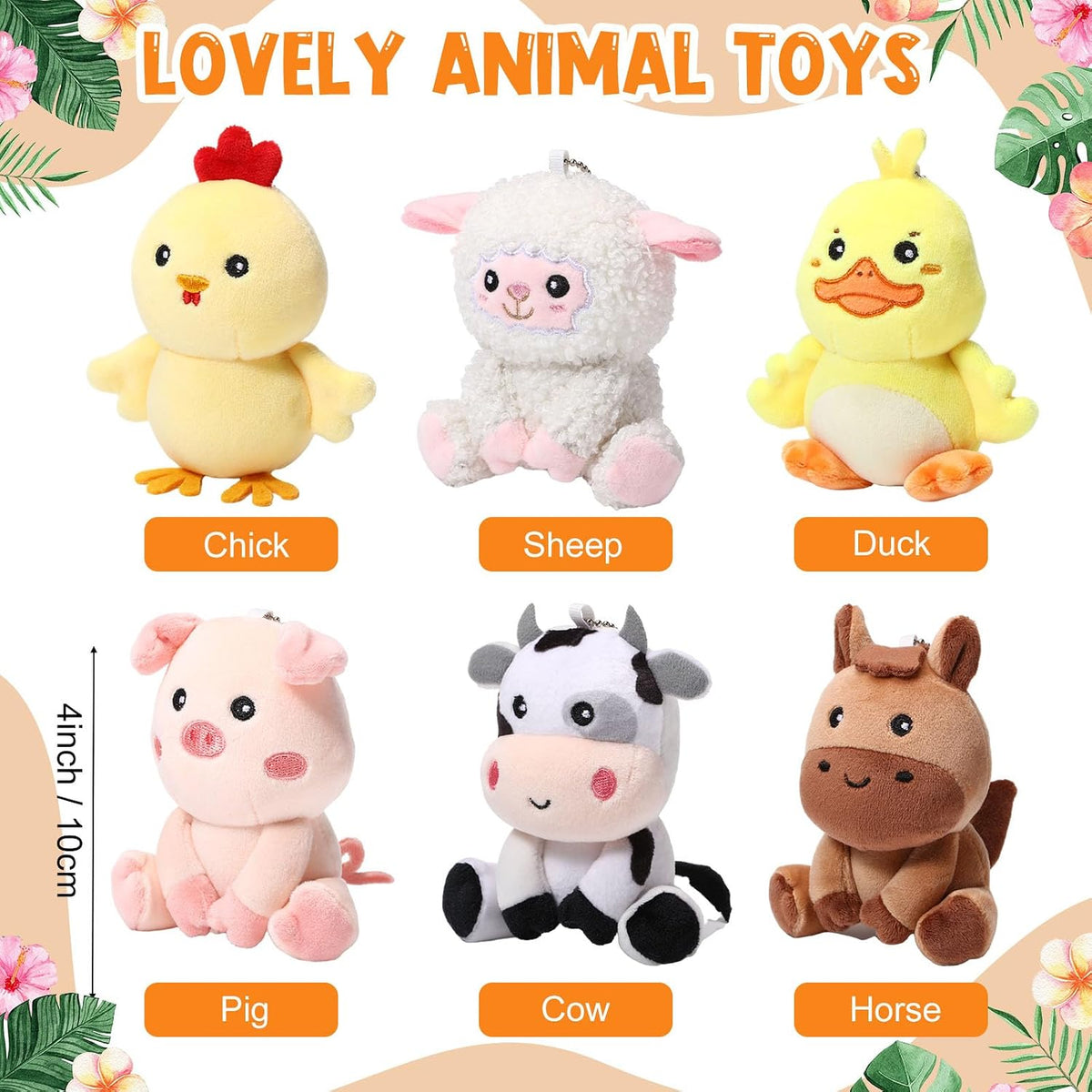 Aoriher 6 piezas de animales de peluche de granja de 4 pulgadas, an...
