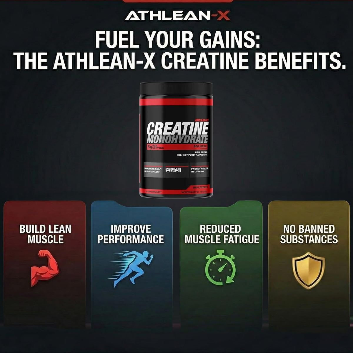 ATHLEAN-X X-CREATINE - Polvo de monohidrato de creatina micronizada...