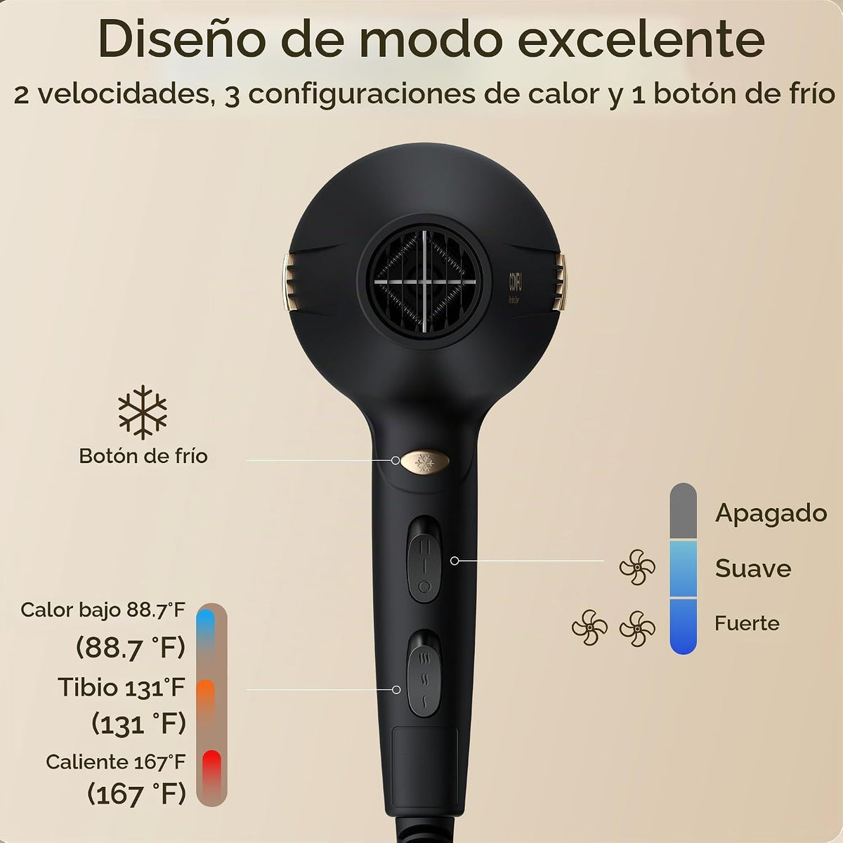 CONFU Secador de pelo profesional - Secador de pelo iónico de secad...