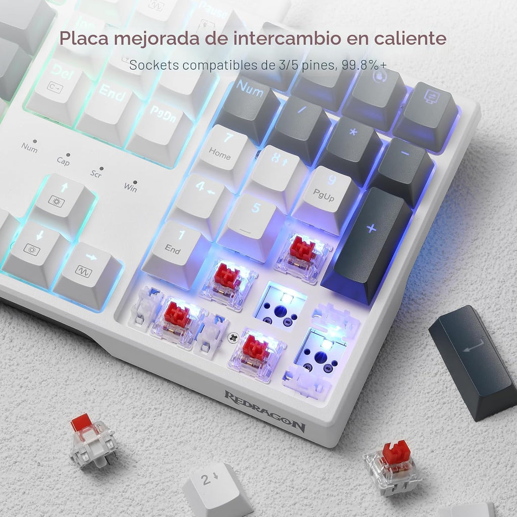 Redragon K668 Teclado para juegos RGB con cable intercambiable en c...