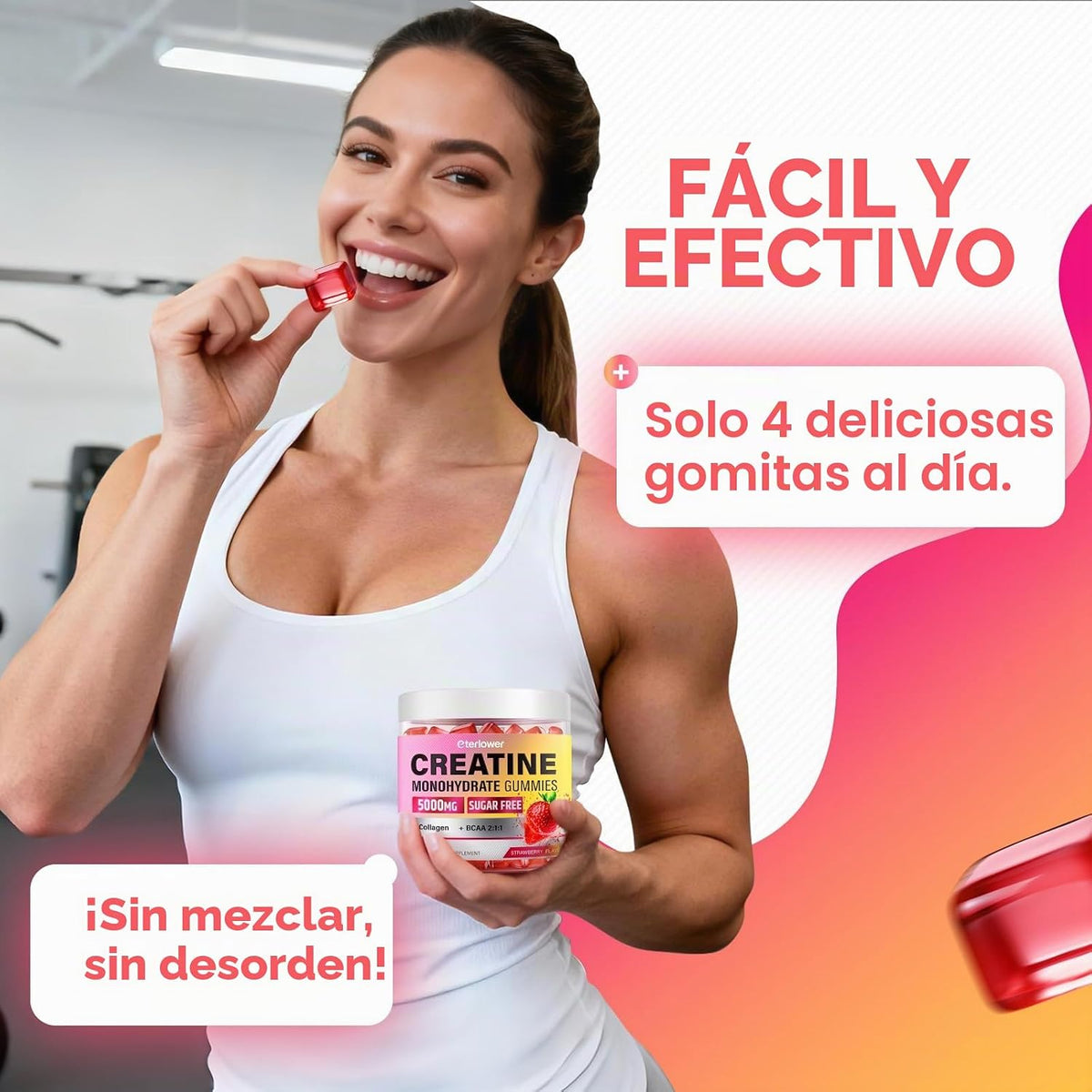 eterlower - Gomitas de creatina para mujer, 5000 mg, complejo + col...