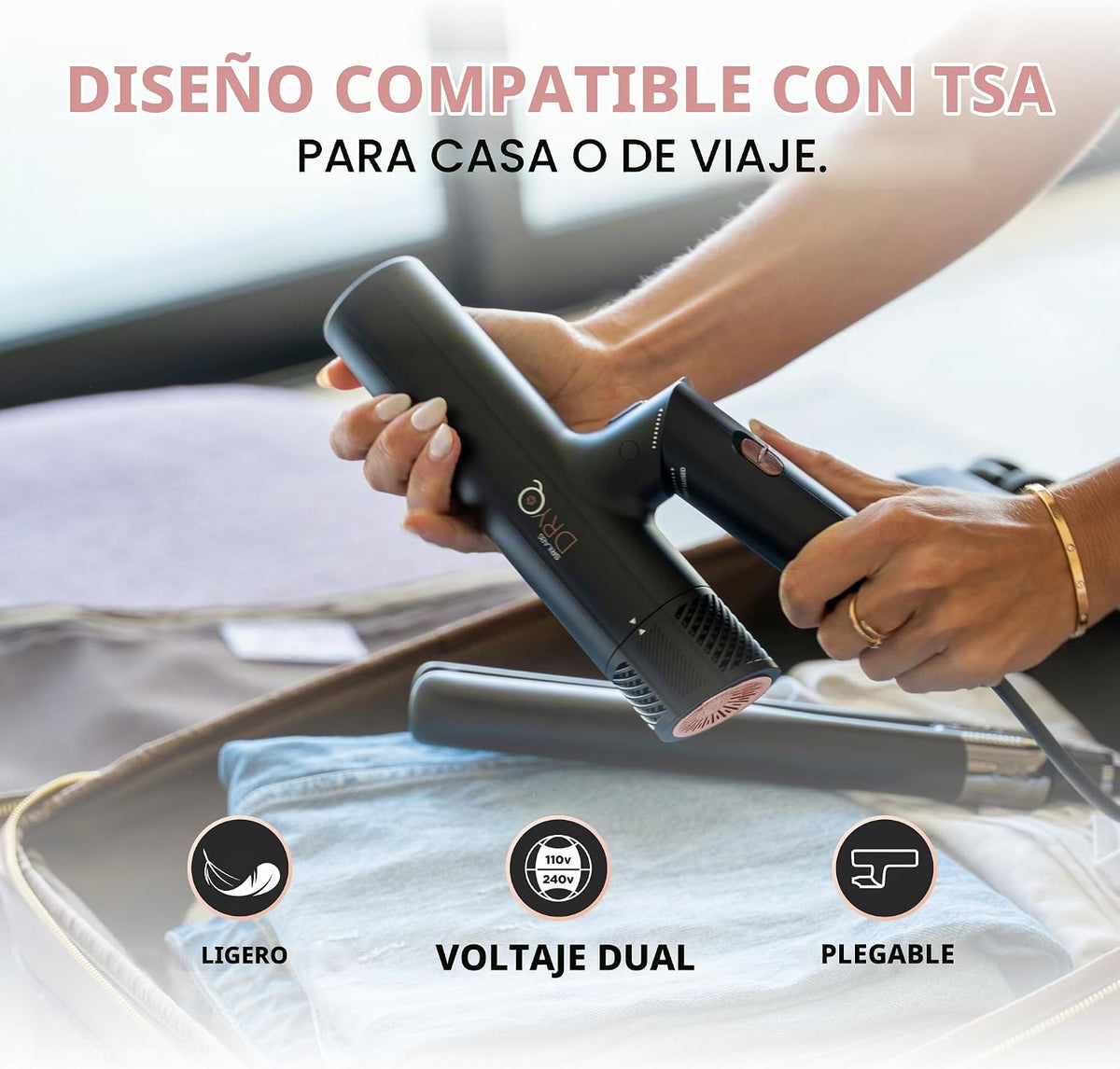 \u2060SRILabs DryQ Secador de cabello por infrarrojos: luz roja, co...