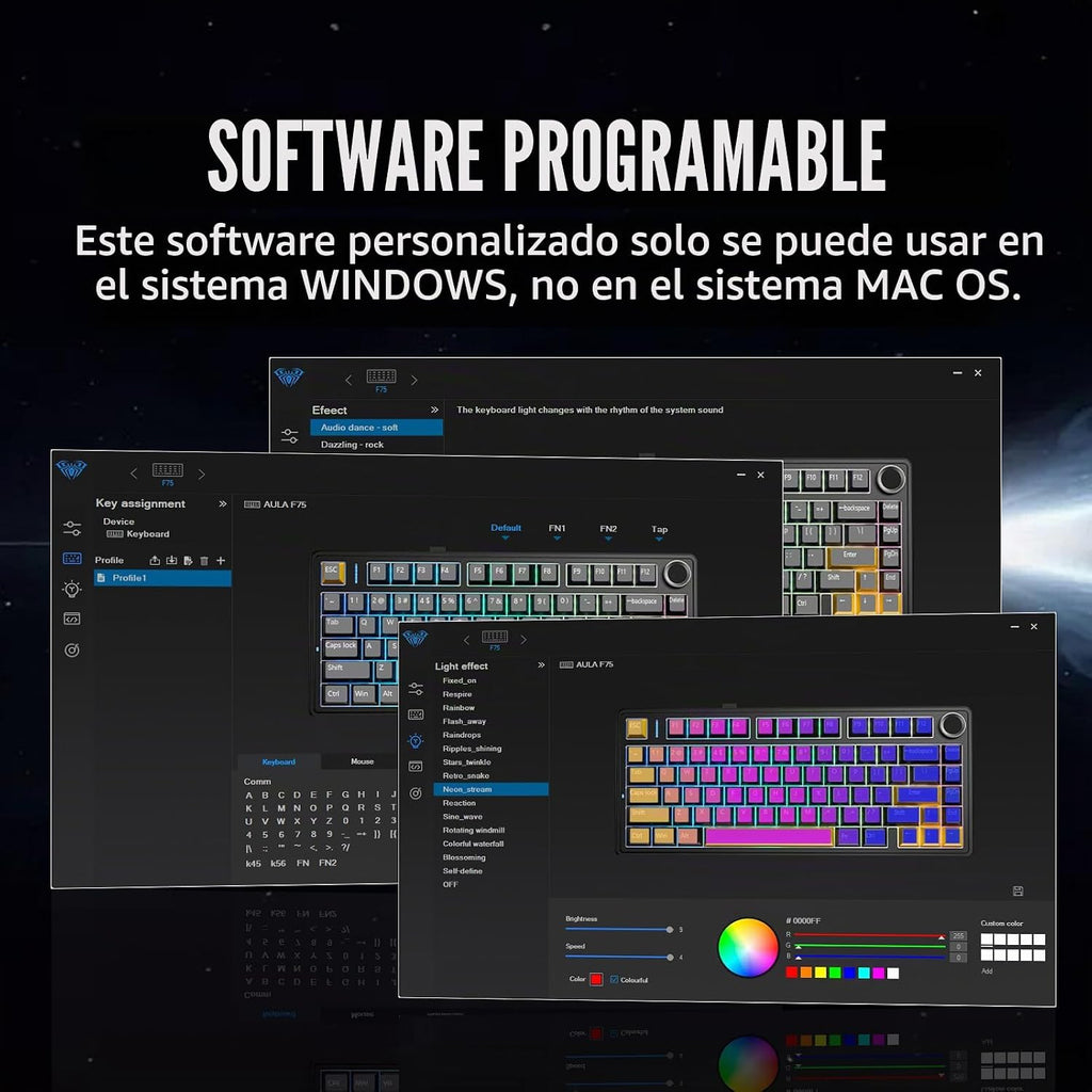 EPOMAKER x Aula F75 - Teclado mecánico con junta, 75% inalámbrico i...