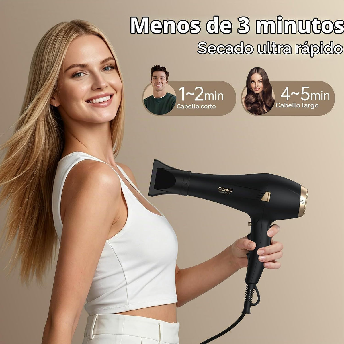 CONFU Secador de pelo profesional - Secador de pelo iónico de secad...