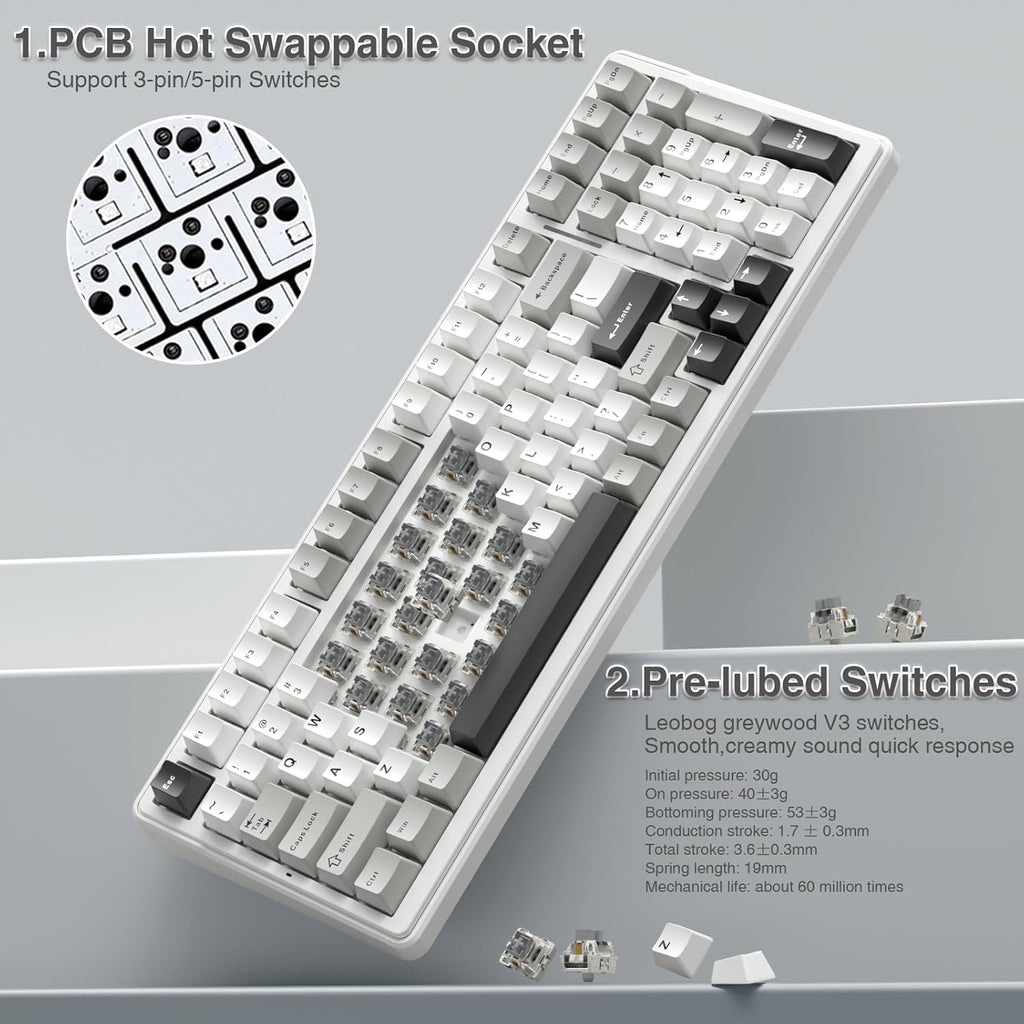 AULA Teclado mecánico inalámbrico F99, triple modo BT5.0\/2.4GHz\/U...