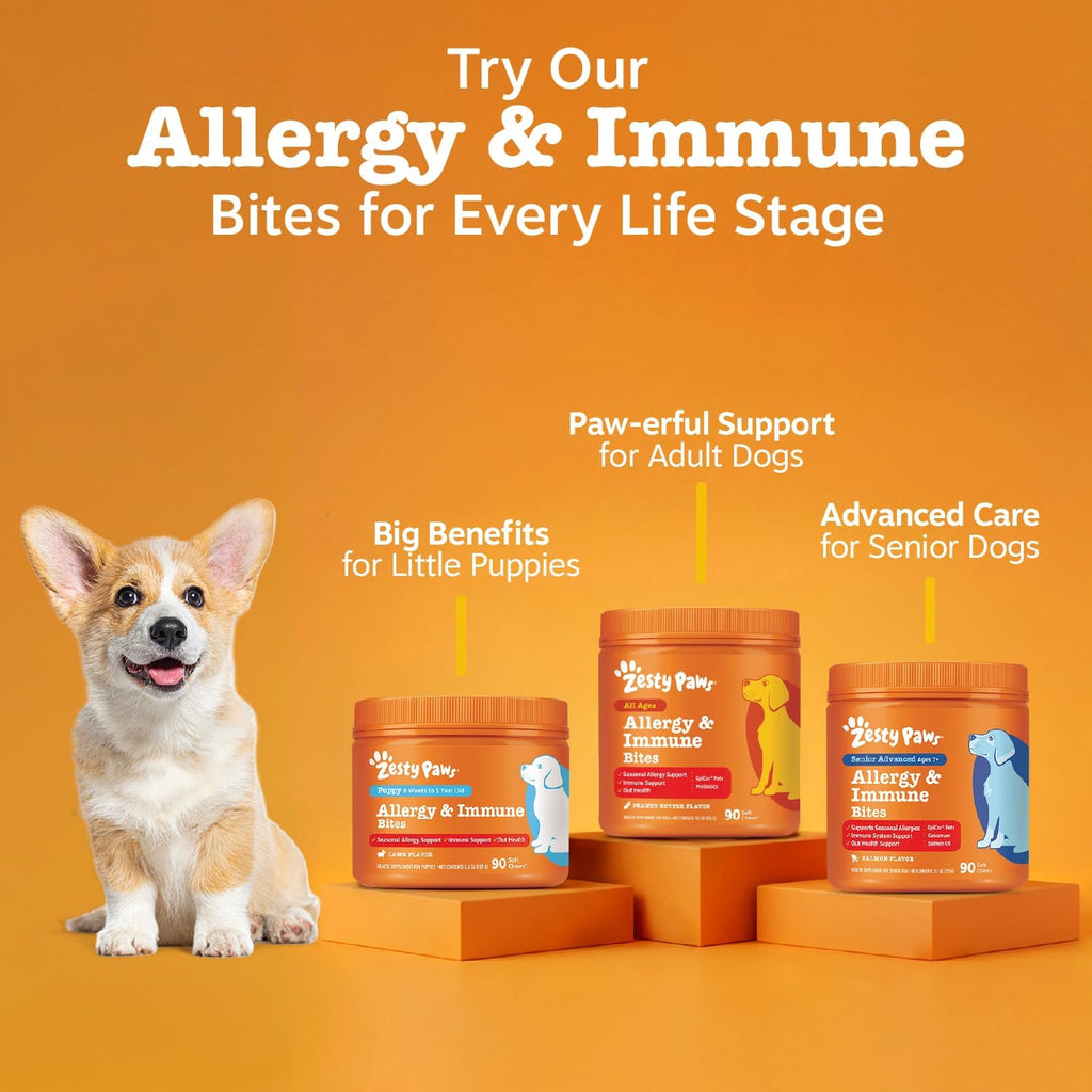 Zesty Paws Alivio de Alergias para Perros - Suplemento Anti-Picazón...