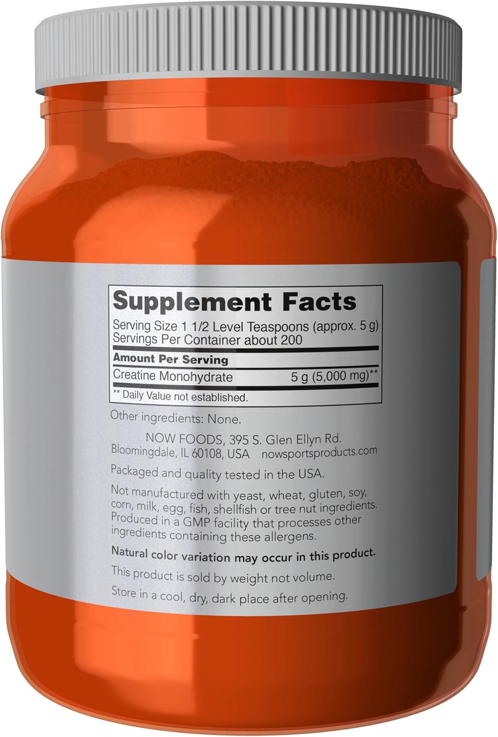 NOW Foods Nutrición Deportiva, Polvo de Monohidrato de Creatina, Co...