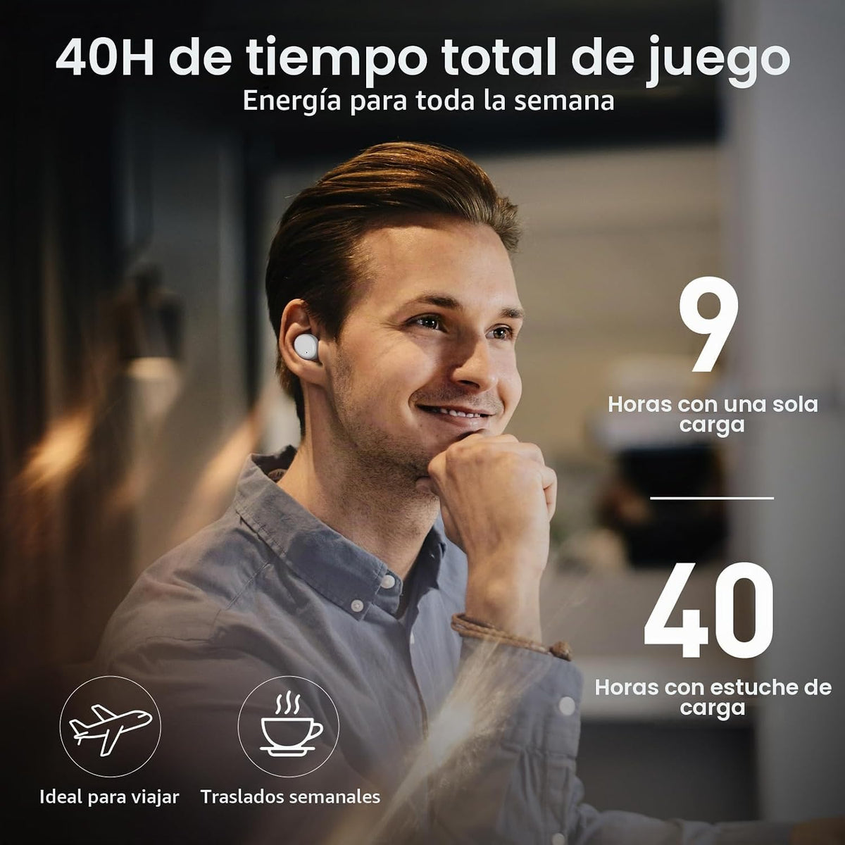 TOZO Auriculares inalámbricos T6 Bluetooth 5.3 con sonido estéreo e...