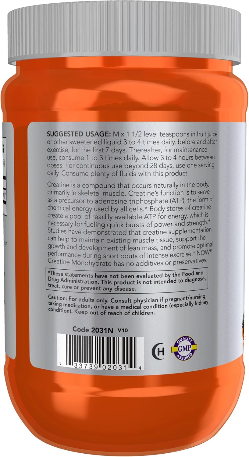 Now Foods Nutrición Deportiva, Polvo de Monohidrato de Creatina, Co...