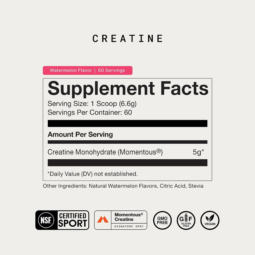 Momentous Monohidrato de creatina en polvo, 0.2 oz por porción, san...