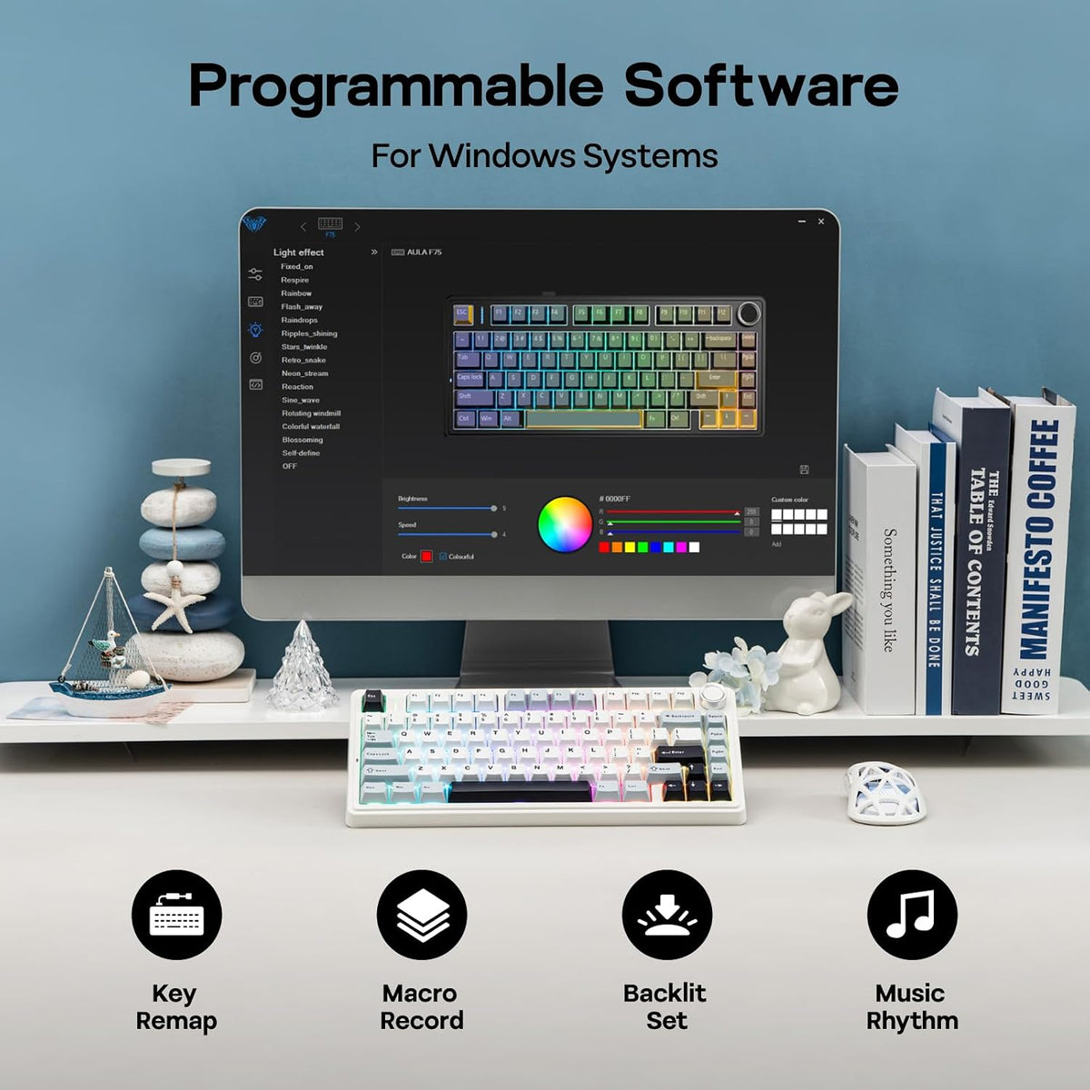 EPOMAKER x Aula F75 - Teclado mecánico con junta, 75% inalámbrico i...