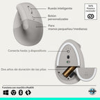 Logitech Ratón inalámbrico ergonómico vertical Lift - Arena | Conéc...