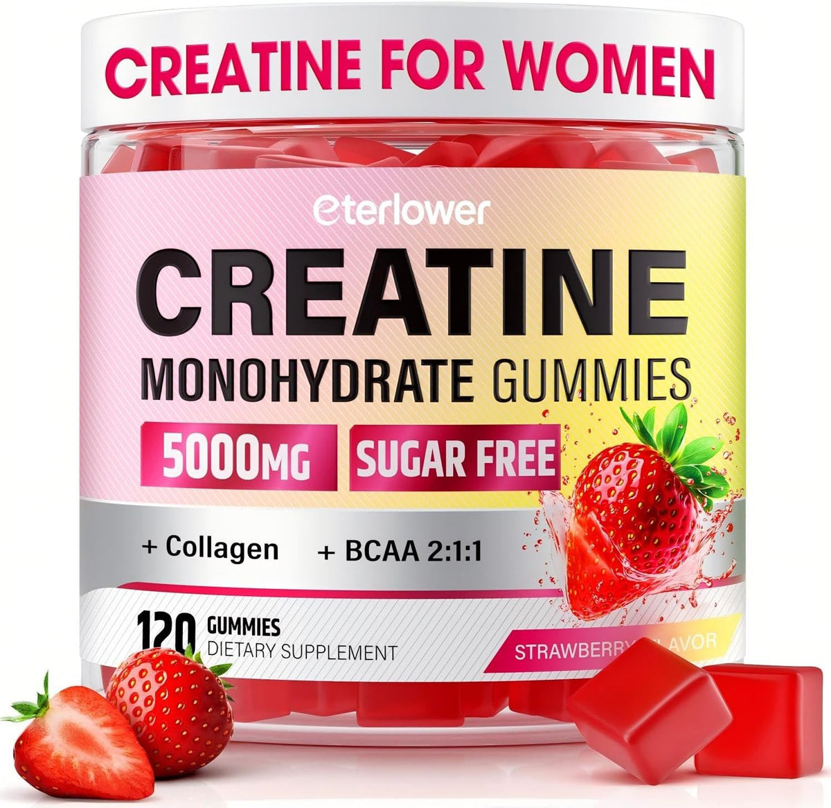 eterlower Creatina para mujeres con BCAA y colágeno, gomitas de mon...