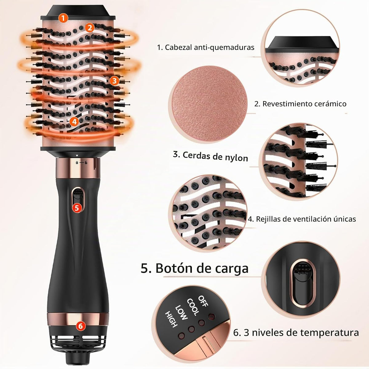 Nicebay Cepillo secador de pelo y cepillo secador multiestilizador...