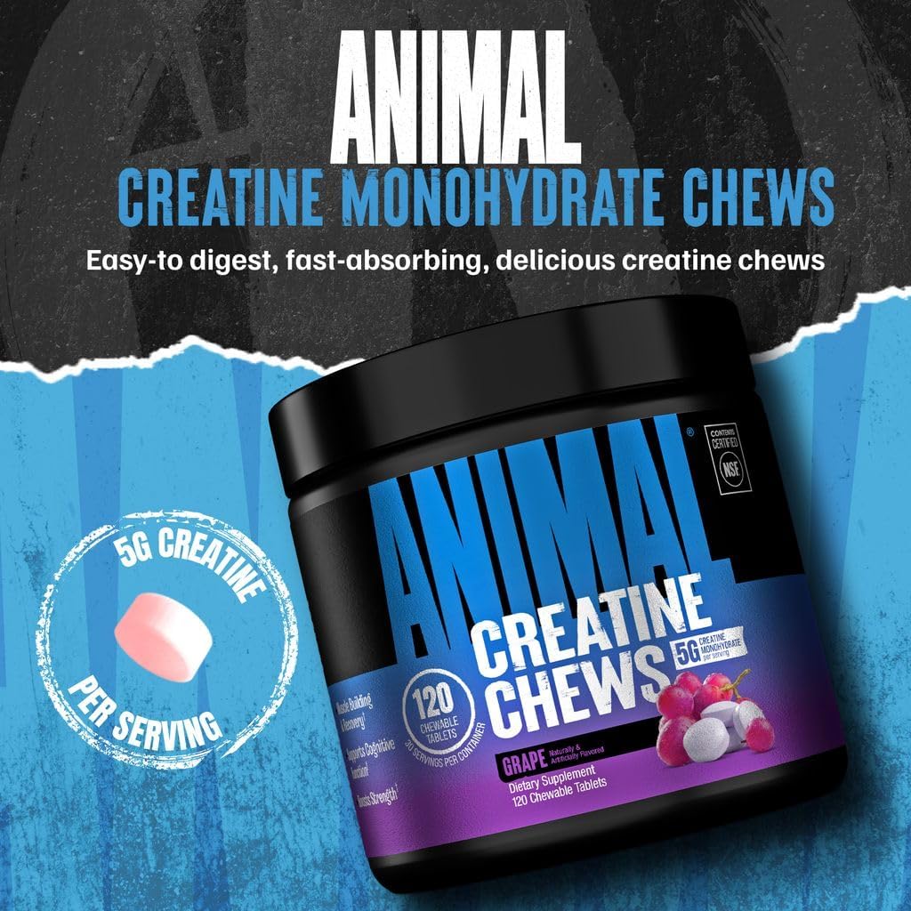 Masticables animales con monohidrato de creatina para hombres y muj...