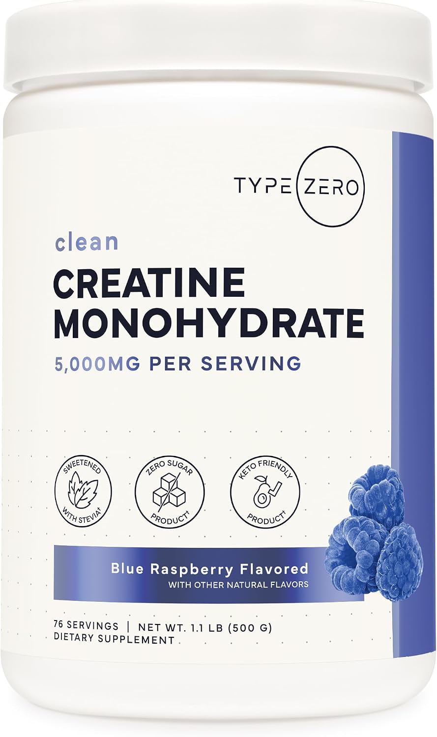 Monohidrato de creatina tipo cero polvo (17.64 oz) Frambuesa azul,...