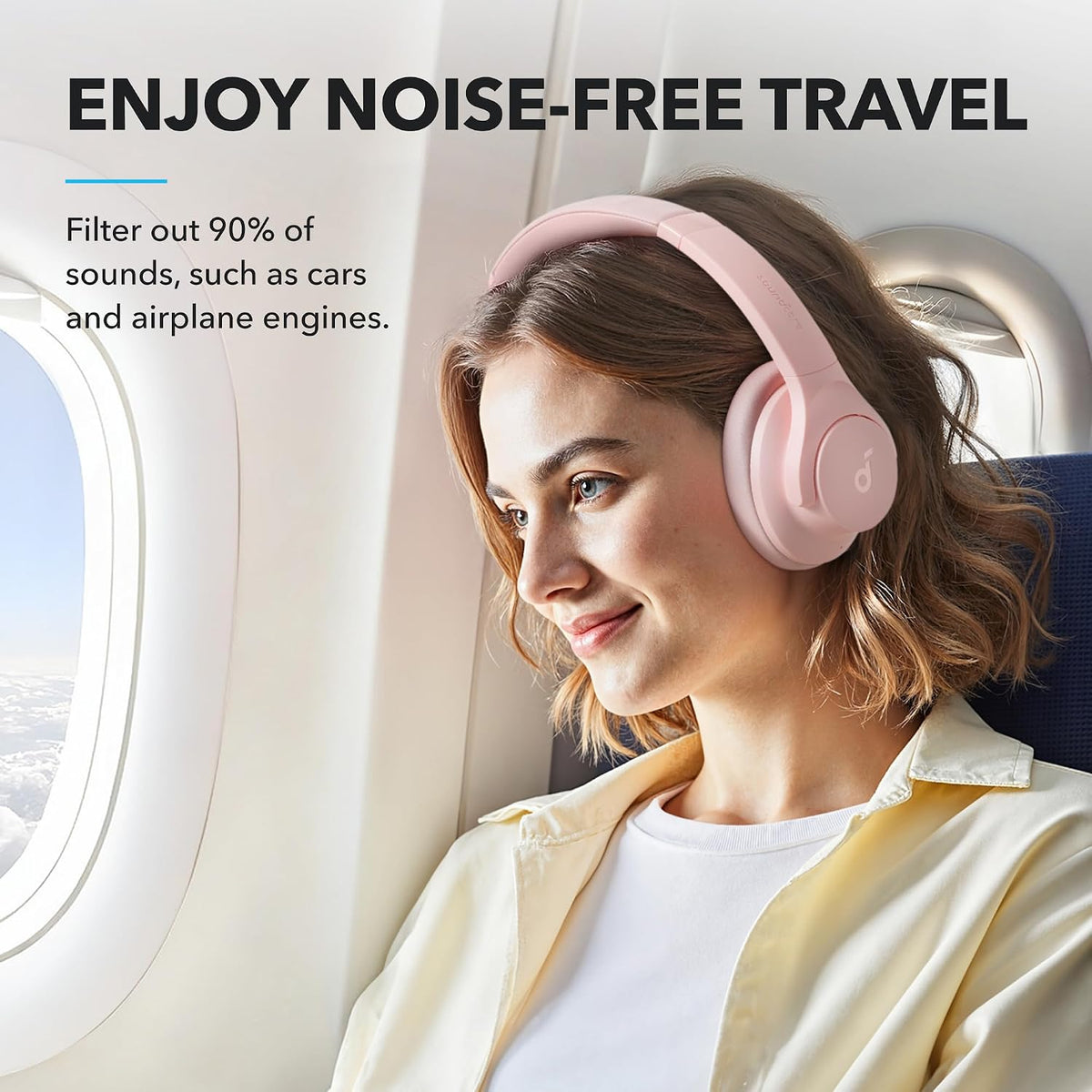Auriculares Soundcore by Anker Q20i con funda protectora, rosa, paq...