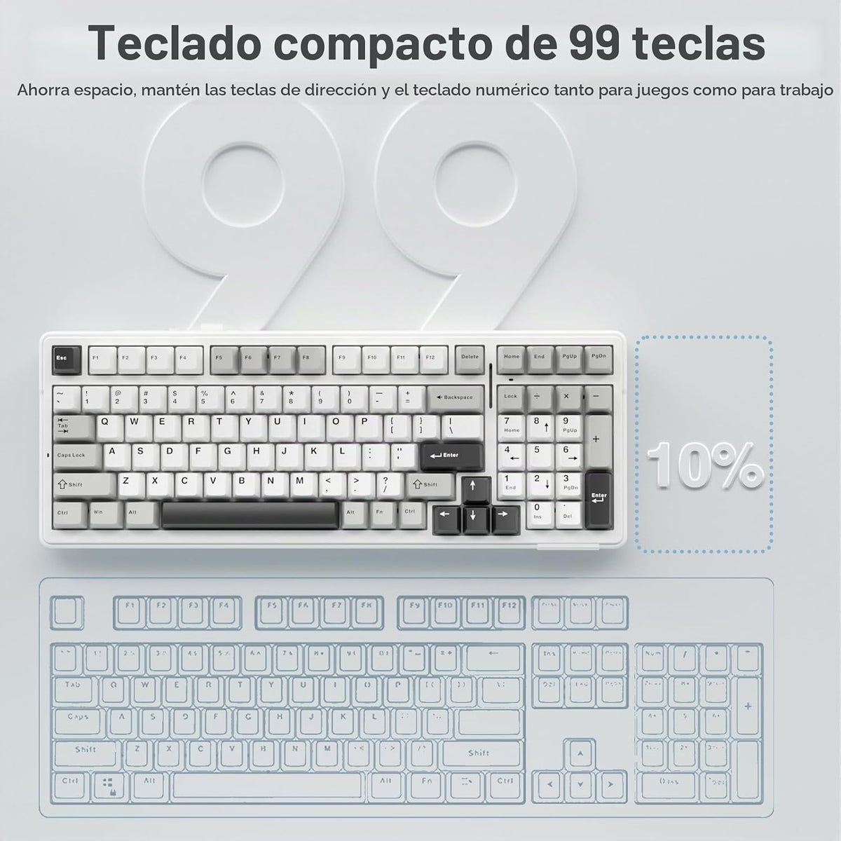 AULA Teclado mecánico inalámbrico F99, triple modo BT5.0\/2.4GHz\/U...