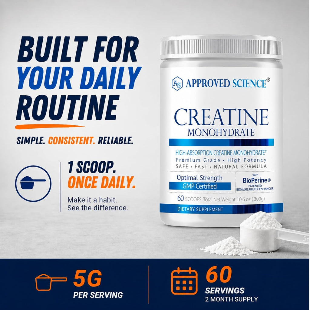 Approved Science Monohidrato de creatina en polvo \u2013 con BioPer...
