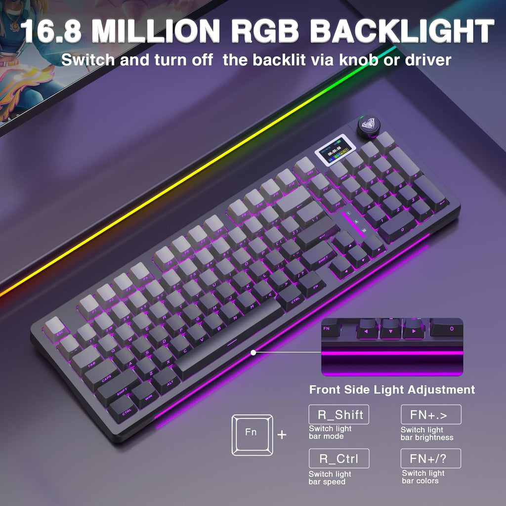 AULA S98 Pro Teclado mecánico inalámbrico para juegos con pantalla,...